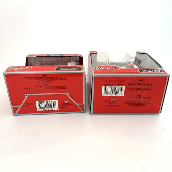 2 Coca-Cola Hand Blown Glass Ornaments Delivery Truck & Polar Bear w/Boxes Vtg - Picture 7 of 7